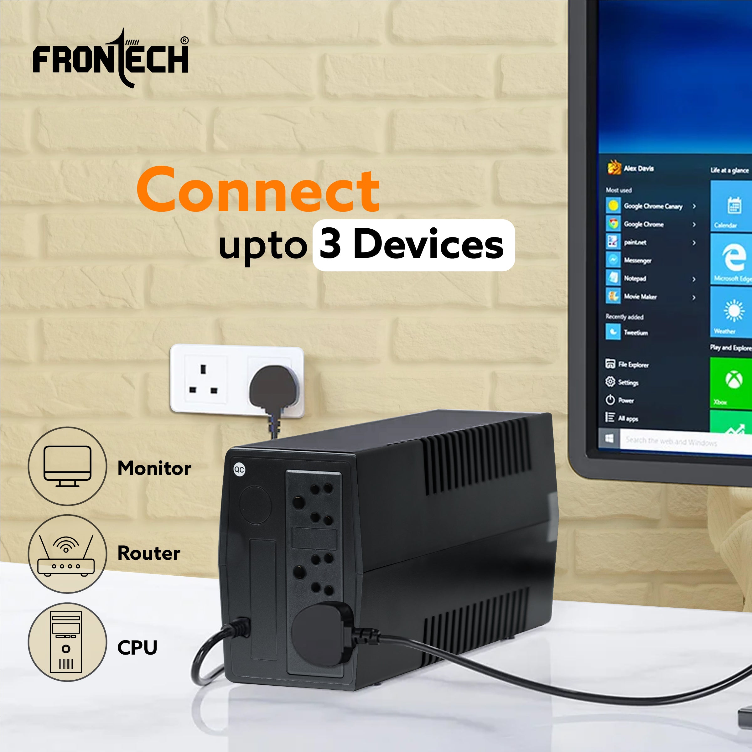 Frontech UPS Electra Plus 600VA/360W, Uninterrupted Power Supply System (2564) Frontech UPS Electra Plus 600VA/360W, Uninterrupted Power Supply System (2564)